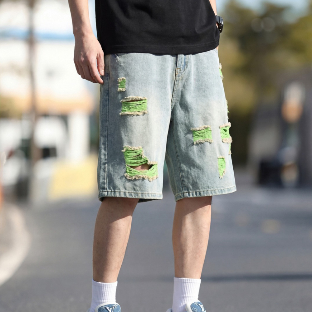 Men's Lined Ripped Denim Short - Fly Line 리뷰 및 가격