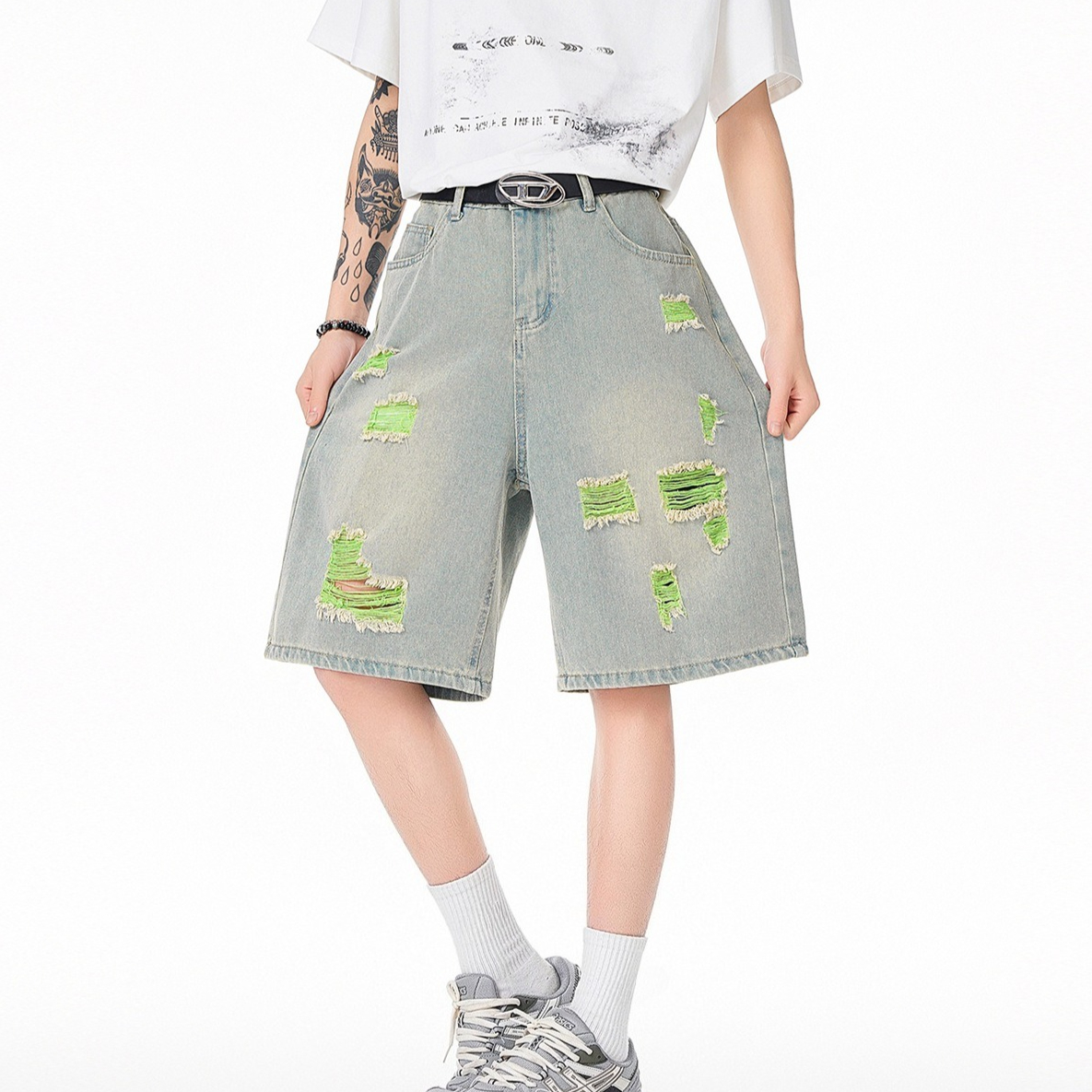 Men's Lined Ripped Denim Short - Fly Line 리뷰 및 가격