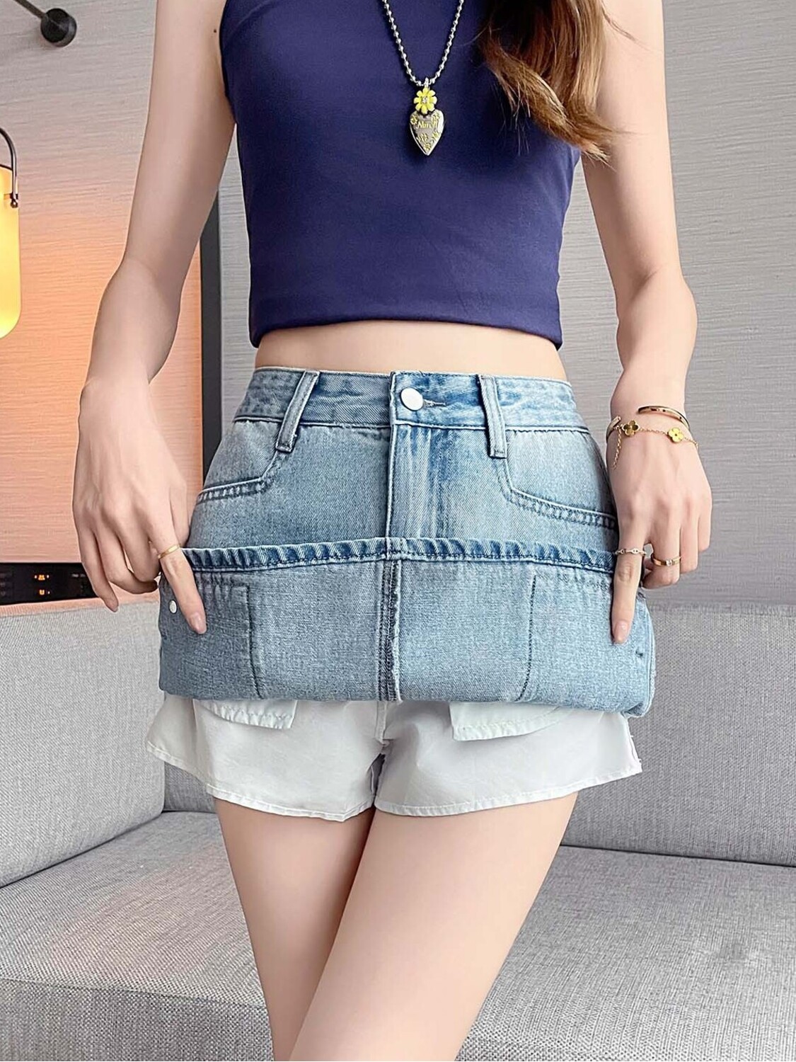 Women High Waist Cargo Denim M - Fly Line 리뷰 및 가격